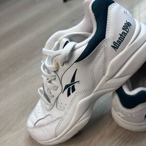 Reebok White Sneakers with Blue Accents